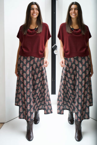 FALDA MIDI ESTAMPADA
