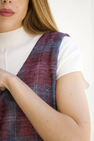 VESTIDO CORTO SIN MANGAS ESTAMPADO DE CUADROS