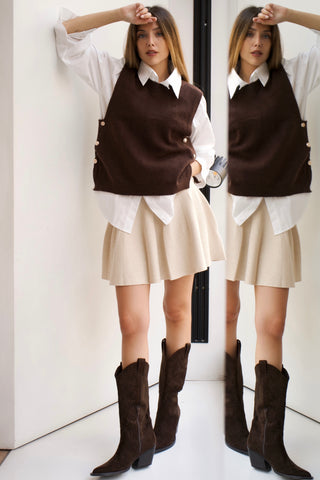 MINI FALDA DE PUNTO BEIGE