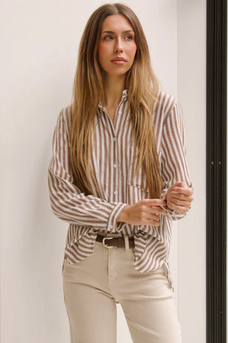 CAMISA DE RAYAS MARRÓN