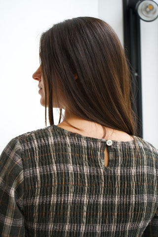 VESTIDO NIDO DE ABEJA ESTAMPADO DE CUADROS