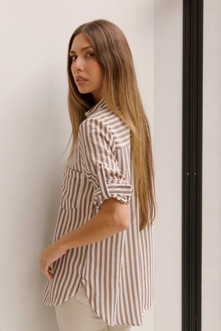 CAMISA DE RAYAS MARRÓN