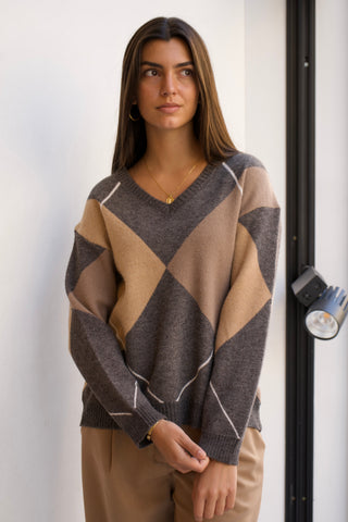 A560 1 CHAQUETA PICO ROMBOS NEUTROS