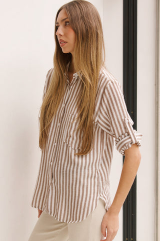 CAMISA DE RAYAS MARRÓN