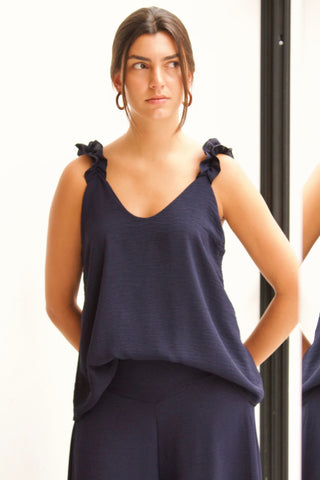 BLUSA FRUNCE TIRANTE NAVY BLUE