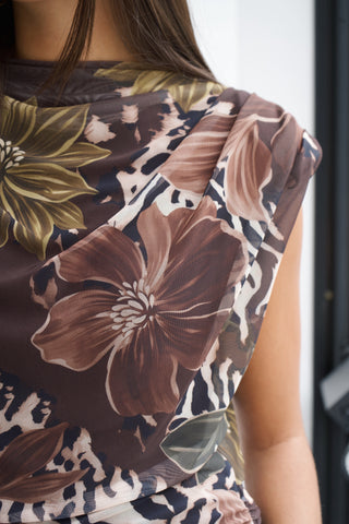 VESTIDO MINI DE TUL ESTAMPADO