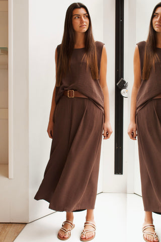 PANTALÓN CULOTTE CHOCOLATE CON CINTURÓN