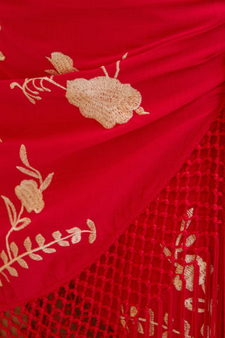 FALDA FLECOS BORDADA