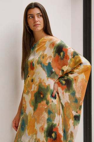 VESTIDO ASIMÉTRICO MANGA CAPA