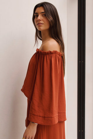 TOP ESCOTE MESONERA TEJA