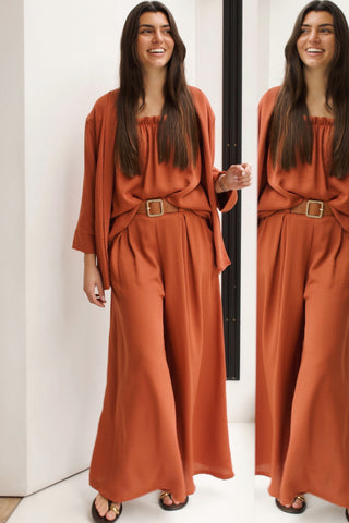 PANTALÓN TEJA CON CINTURÓN