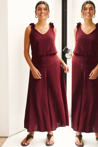 PANTALÓN CULOTTE COLOR VINO
