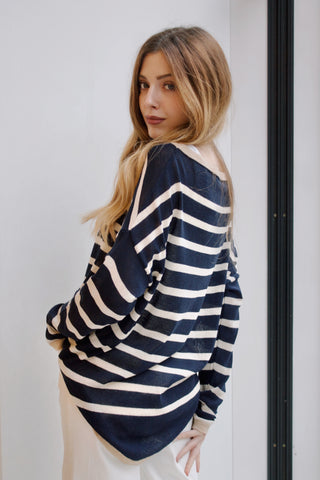 JERSEY ALGODÓN DE RAYAS AZUL MARINO