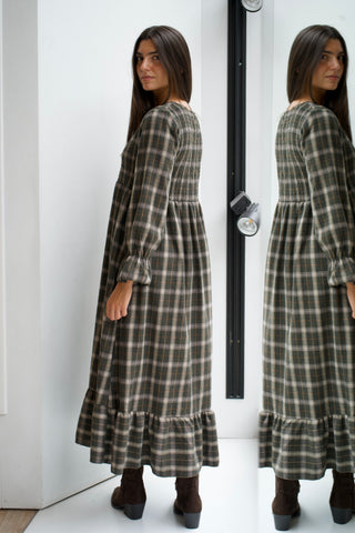 VESTIDO NIDO DE ABEJA ESTAMPADO DE CUADROS