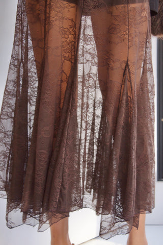FALDA DE ENCAJE CHOCOLATE