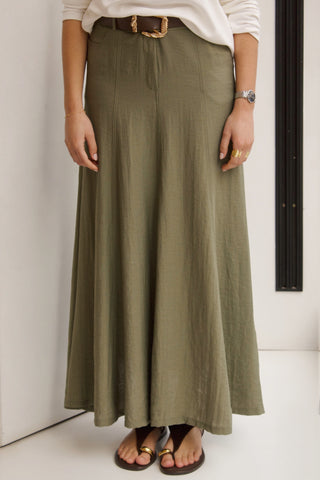 FALDA VERDE DE LINO