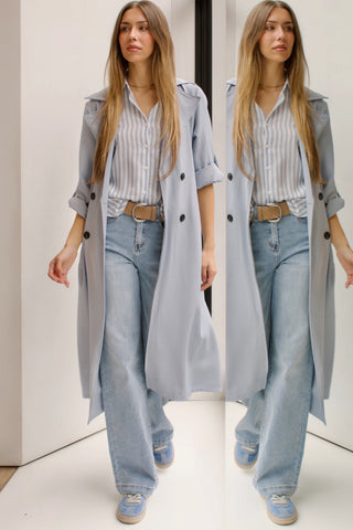 GABARDINA LARGA BABY BLUE