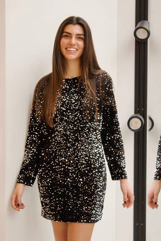 VESTIDO PAILLETTES MANGA LARGA