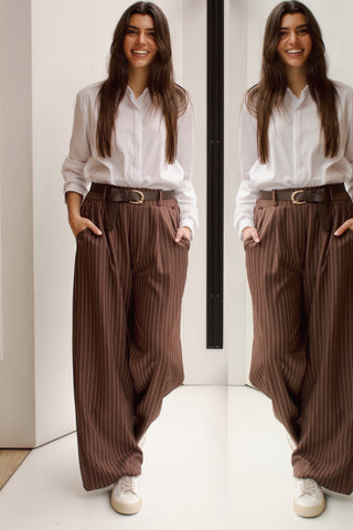 PANTALÓN RAYA DIPLOMÁTICA CHOCOLATE