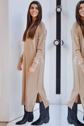 VESTIDO DE PUNTO CAMEL