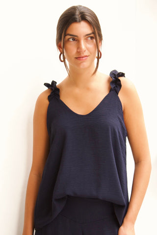 BLUSA FRUNCE TIRANTE NAVY BLUE
