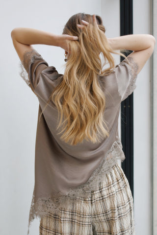 BLUSA ASEDADA BAJO PUNTILLA