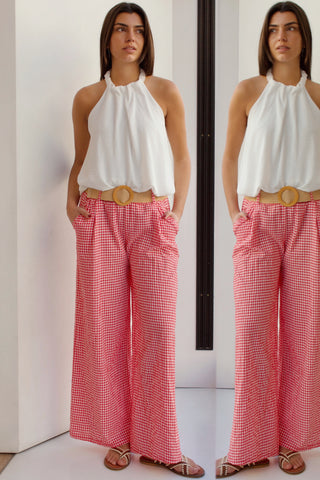 PANTALÓN VICHY CON CINTURÓN