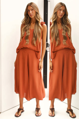 PANTALÓN CULOTTE COLOR TEJA