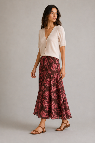 FALDA MIDI ESTAMPADA