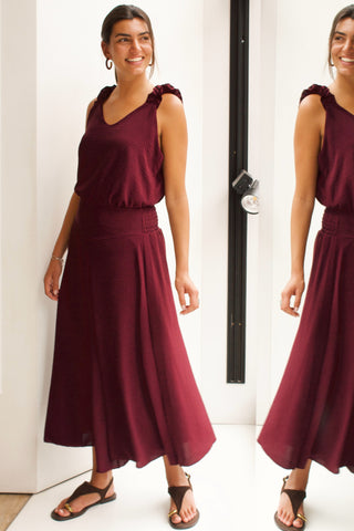 PANTALÓN CULOTTE COLOR VINO