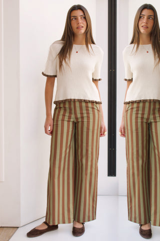 PANTALÓN DE RAYAS OLIVA Y CHOCOLATE