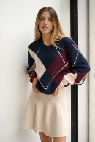 JERSEY DE ROMBOS ESCOTE PICO