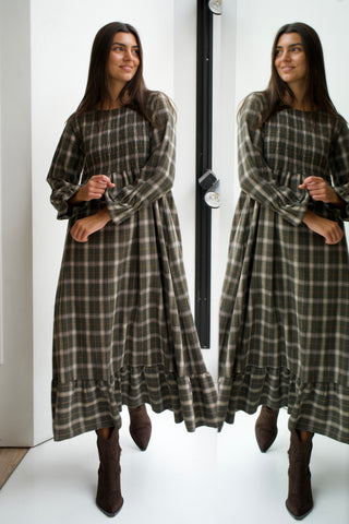 VESTIDO NIDO DE ABEJA ESTAMPADO DE CUADROS