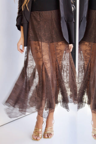 FALDA DE ENCAJE CHOCOLATE