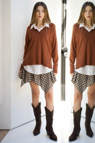 MINI FALDA DE PICOS ESTAMPADO CUADROS