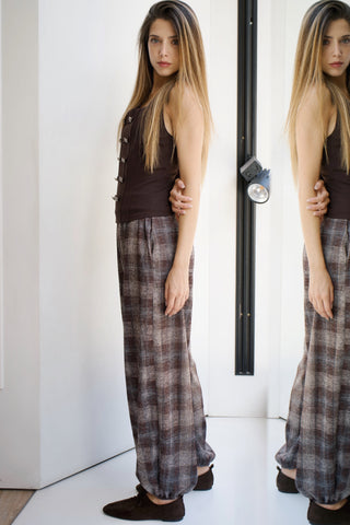 PANTALÓN BOMBACHO ESTAMPADO DE CUADROS