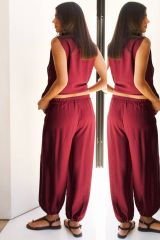 PANTALÓN BOMBACHO GRANATE
