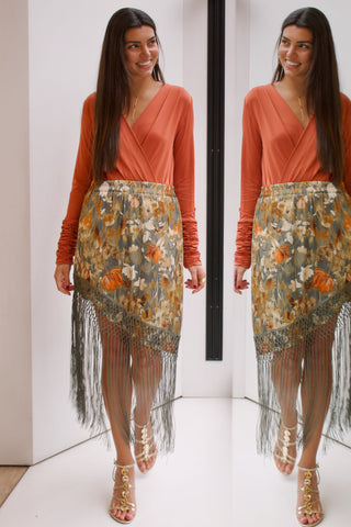 FALDA ESTAMPADA FLECOS