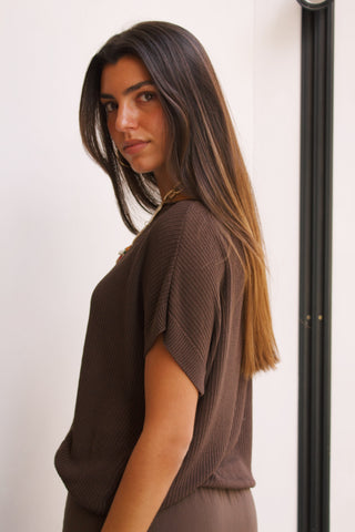 JERSEY MANGA CORTA CHOCOLATE