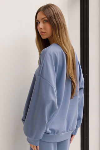 SUDADERA COMFY AZUL OVERSIZE