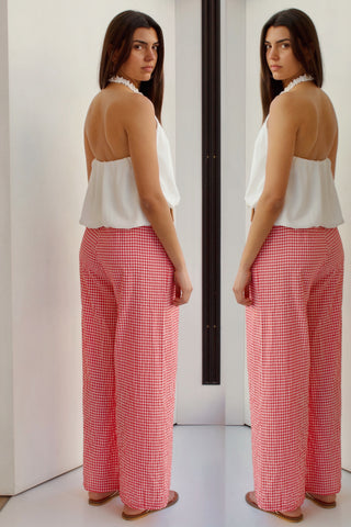 PANTALÓN VICHY CON CINTURÓN