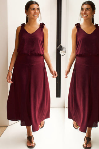 PANTALÓN CULOTTE COLOR VINO