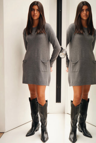 VESTIDO DE PUNTO GRIS