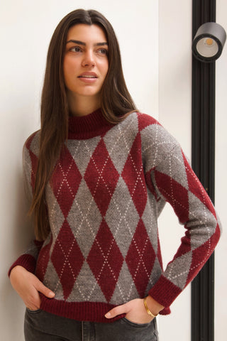 JERSEY DE ROMBOS GRANATE