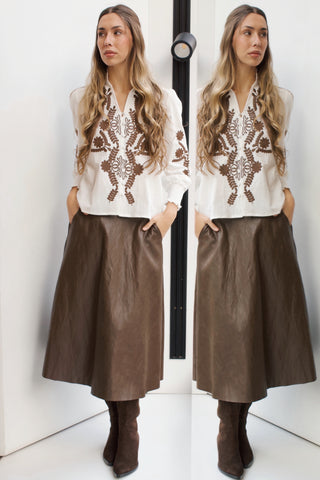 FALDA ECOPIEL CHOCOLATE