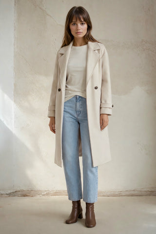 ABRIGO DE PAÑO BEIGE