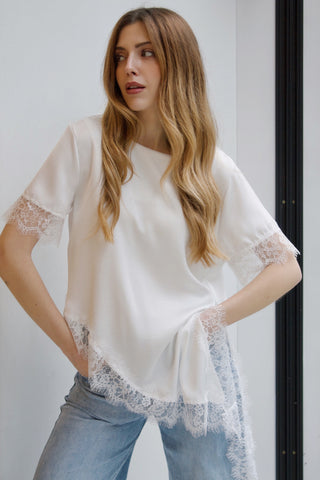 BLUSA ASEDADA BLANCA BAJO PUNTILLA