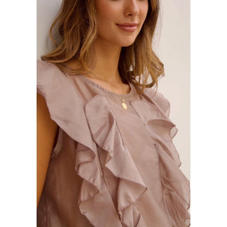 BLUSA ORGANZA COLOR TOPO