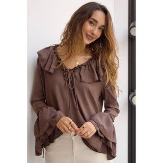 BLUSA ROMÁNTICA CHOCOLATE