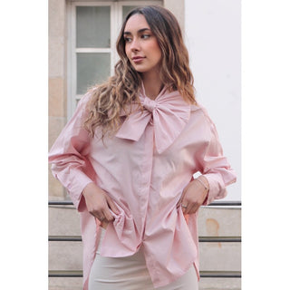 CAMISA POPELÍN ROSA LAZADA